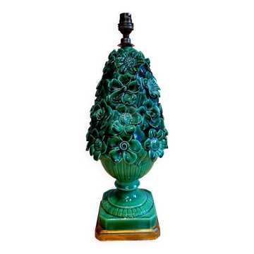 Ancienne lampe vintage Flora Manises en céramique  années 50