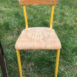 Set of 6 70s school chairs in different patinas and models