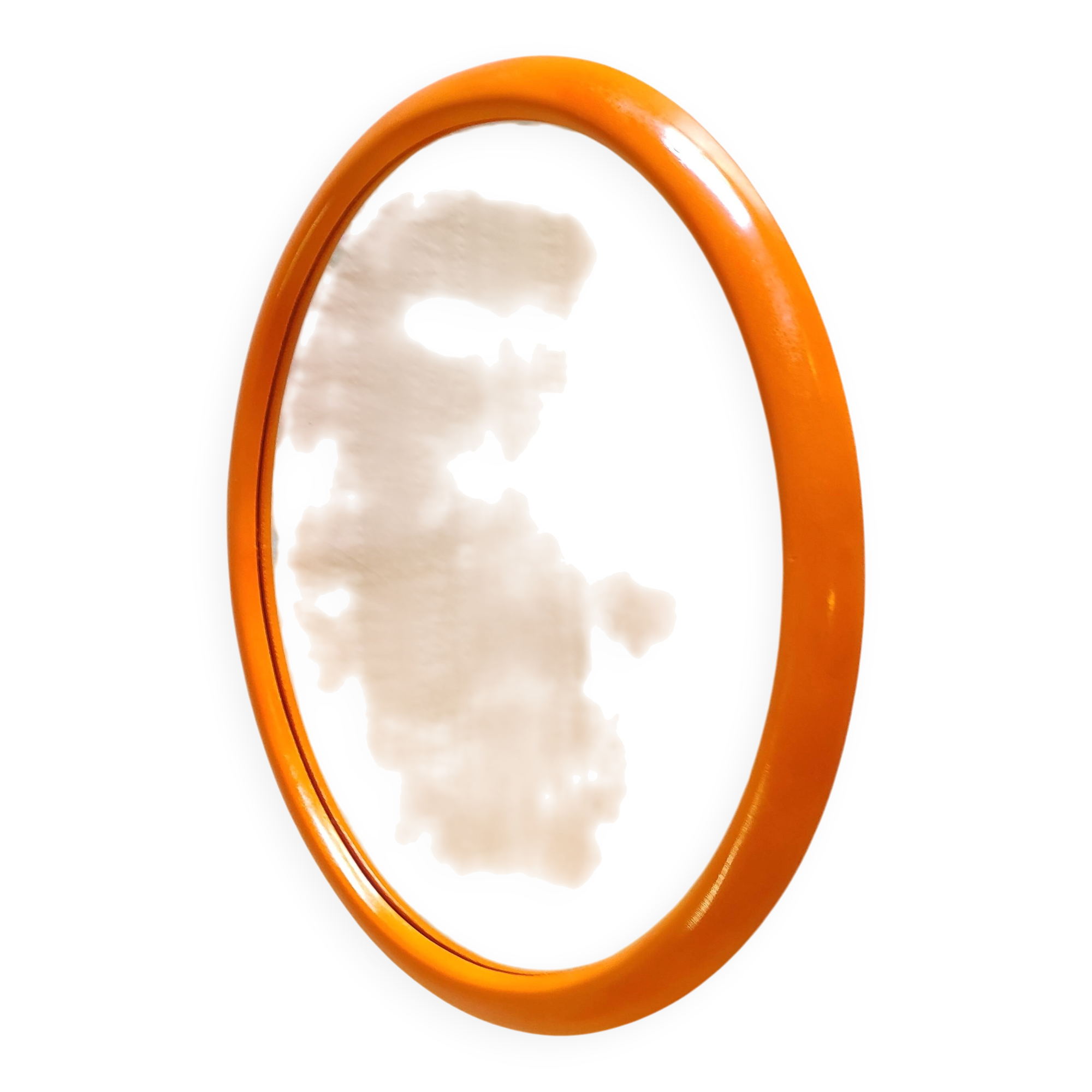 Orange oval mirror - 1970s