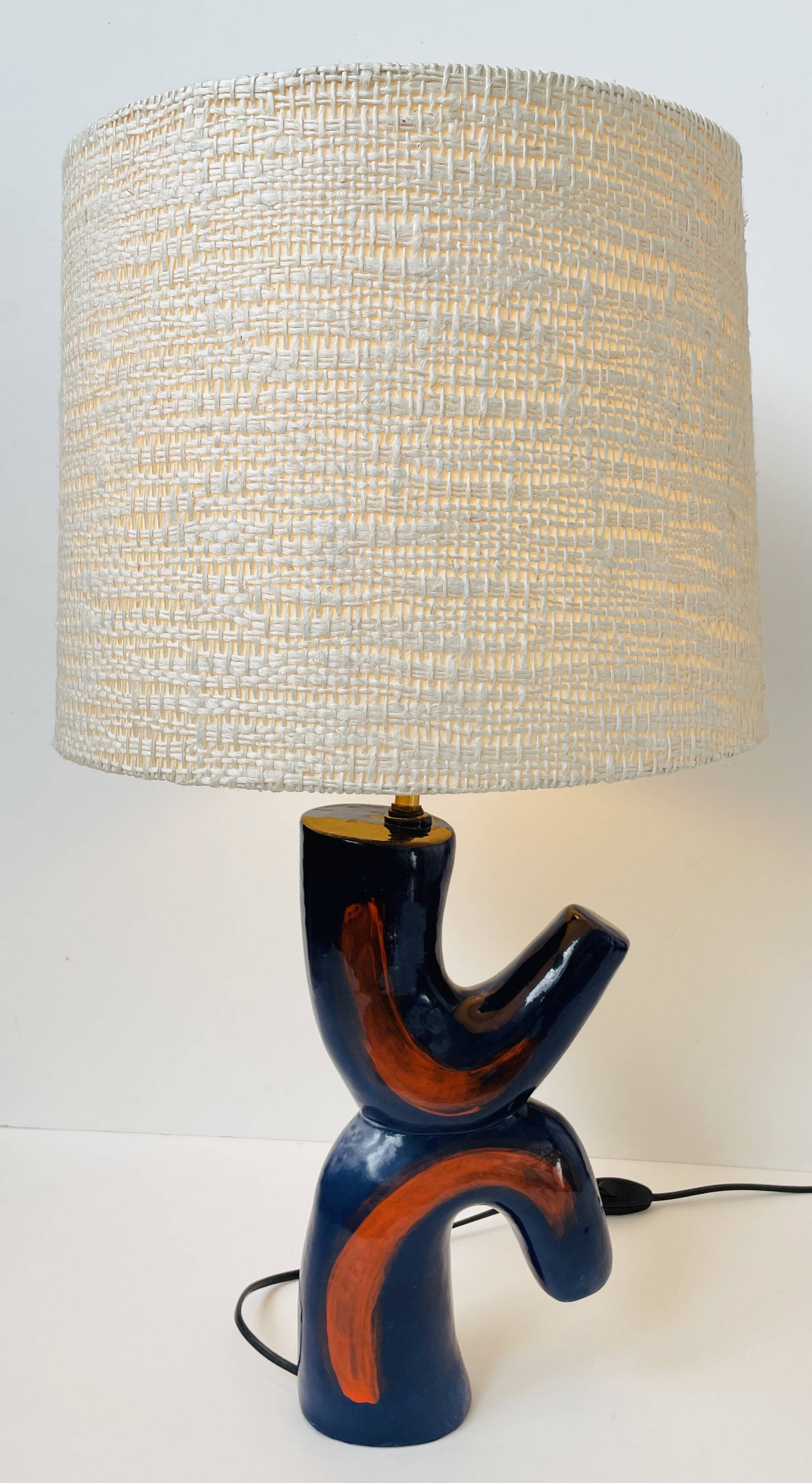 Ceramic lamp, free form, sculptural, 1960-70, Vallauris style.
