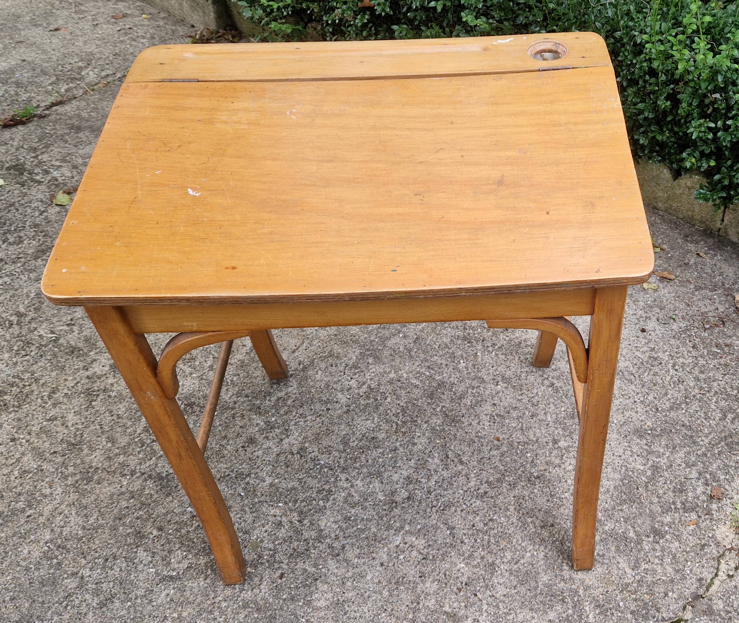 Baumann school desk and chair, retro 1930s