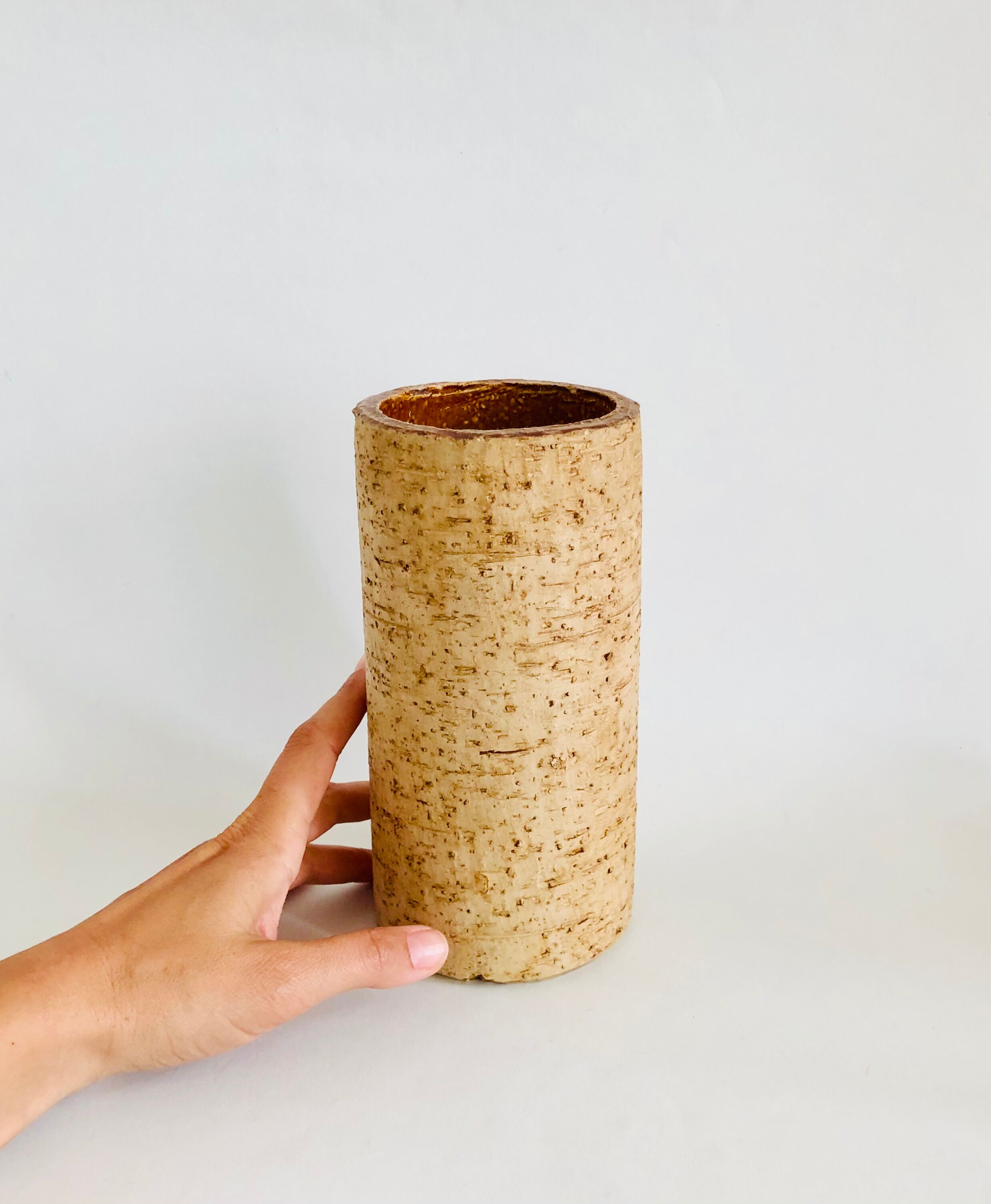 Vintage ceramic vase wood effect