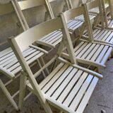 Extra folding chair / garden chair / vintage white lacquered solid wood office chair