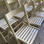 Extra folding chair / garden chair / vintage white lacquered solid wood office chair