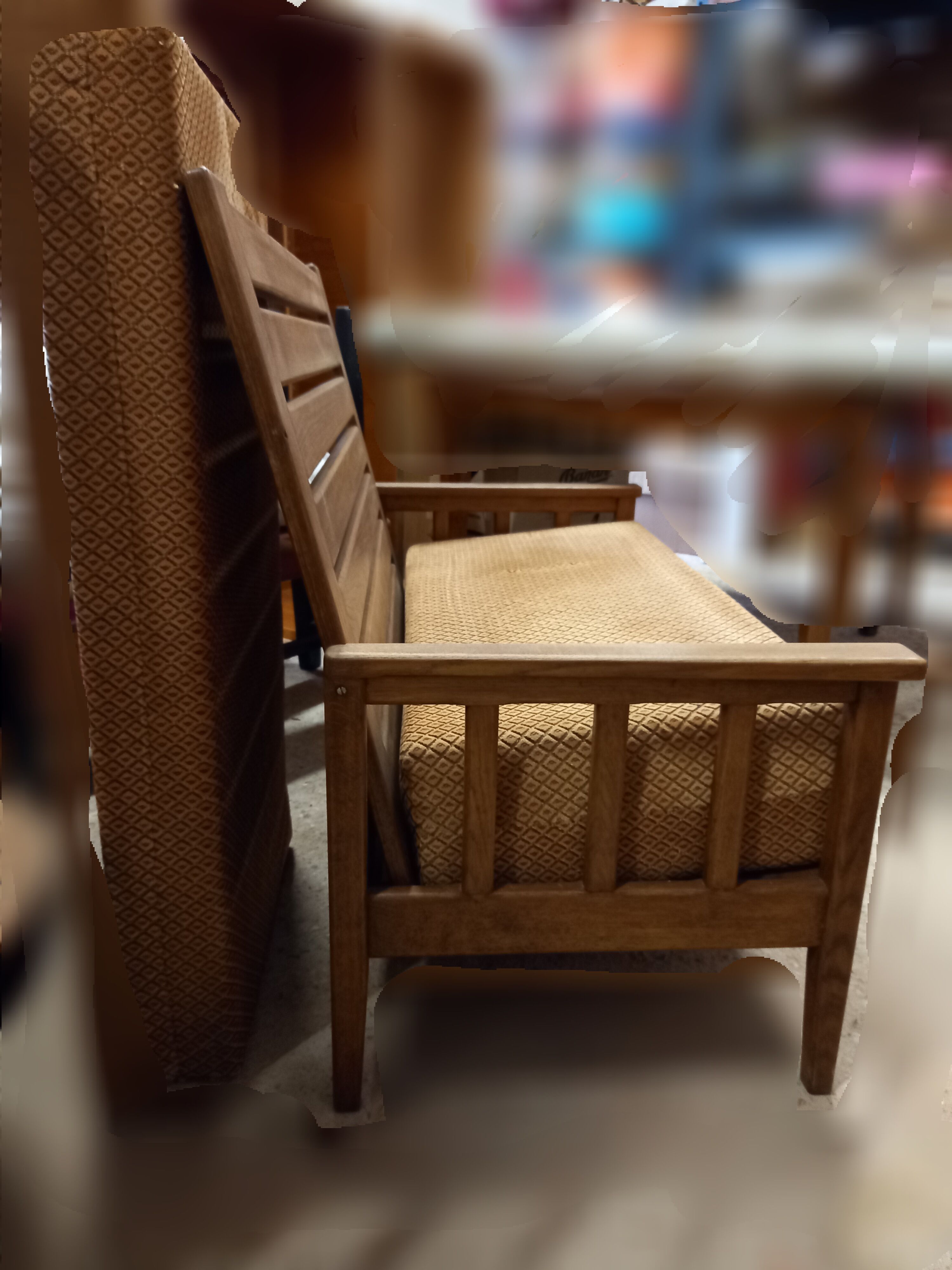 Scandinavian style oak bench in the 60s