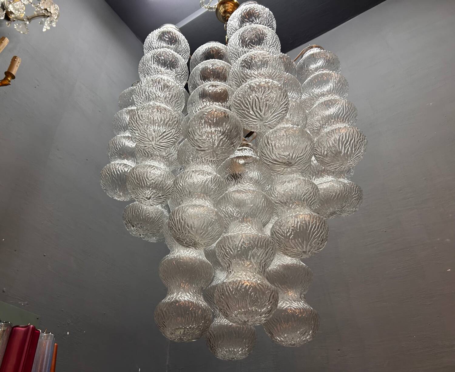 Lustre en verre de Murano à bulles, années 1980, Italie