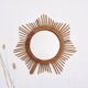 Old sun mirror 49 cm in rattan, star.