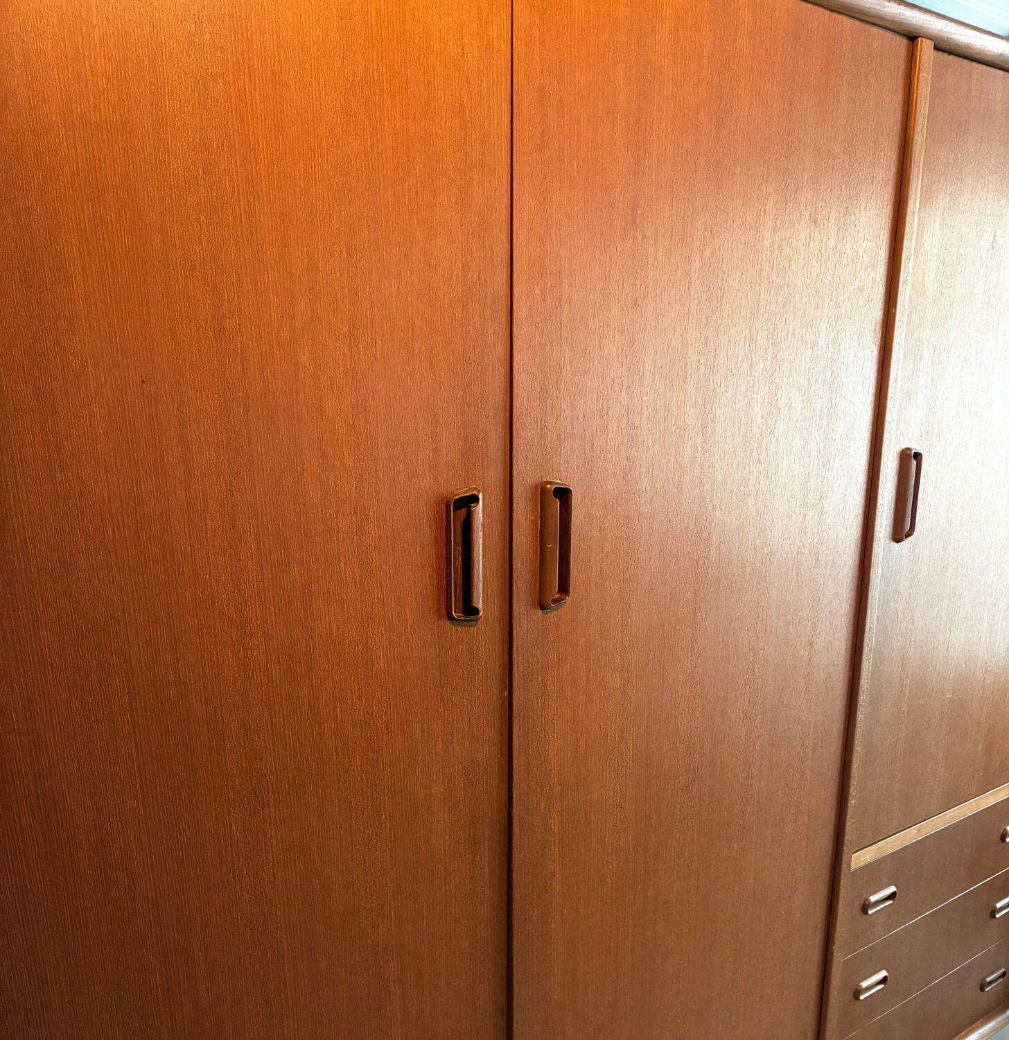 Armoire vintage scandinave en teck massif dressing 1960