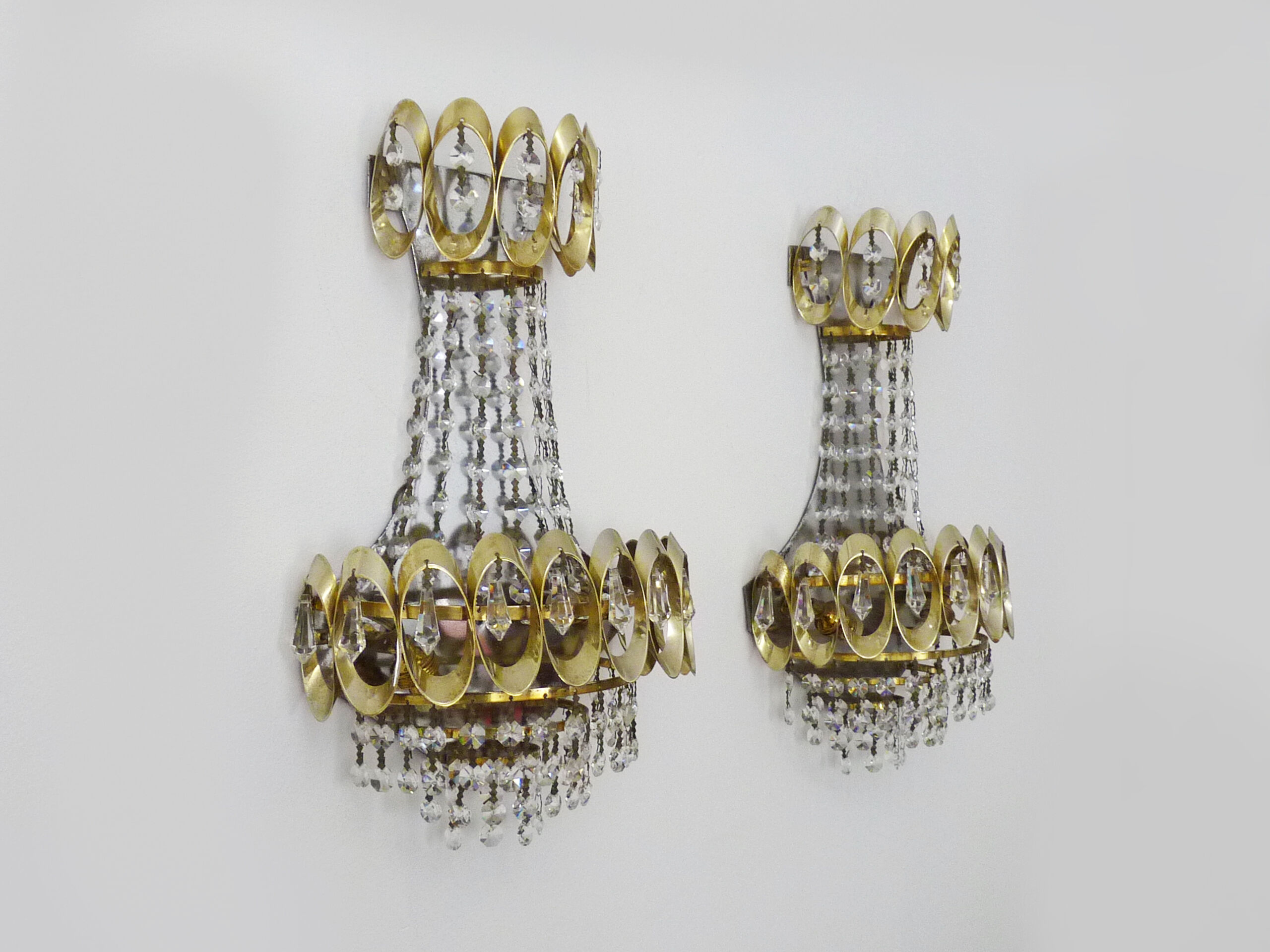 Pair of double hot air balloon wall sconces, 60s