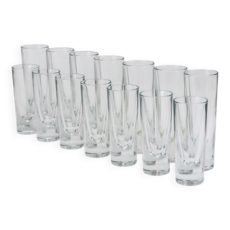 14 solid drinking glasses Aperitif Bar Bullet Carlo Moretti, Italy, 1970s