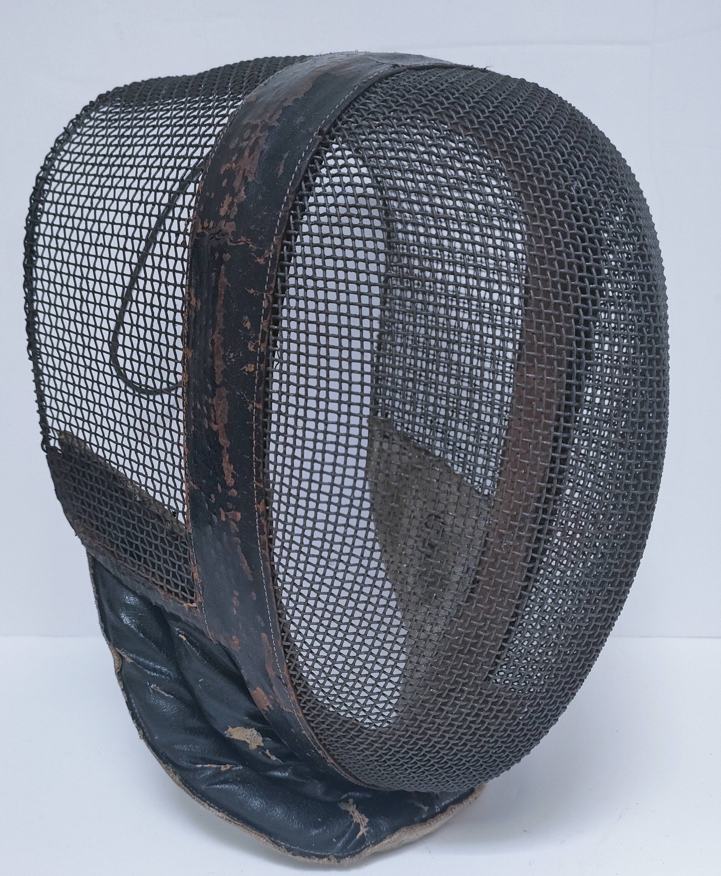 metal and leather fencing mask, early 20th century