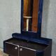 Dressing table / Art Deco furniture with mirror – Blue velvet – 1930s/40s
