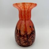 Orange and brown speckled glass vase, Clichy style
