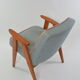 Fauteuil 366 pieds de poule bleu