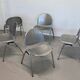 Vintage Sokoa stackable chairs, brutalist perforated metal chairs.