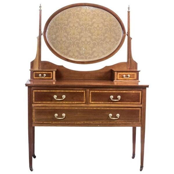 Coiffeuse en pin anglais et placage d'acajou antique par Maple & Co., années 1890.