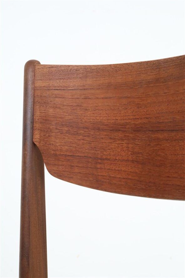 Reupholstered mid-century teak chair / Danish modern design / wool felt / 1960s