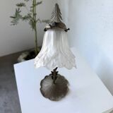 Art nouveau brass swan neck lamp