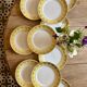 Set of 10 vintage white, yellow and gold dinner plates