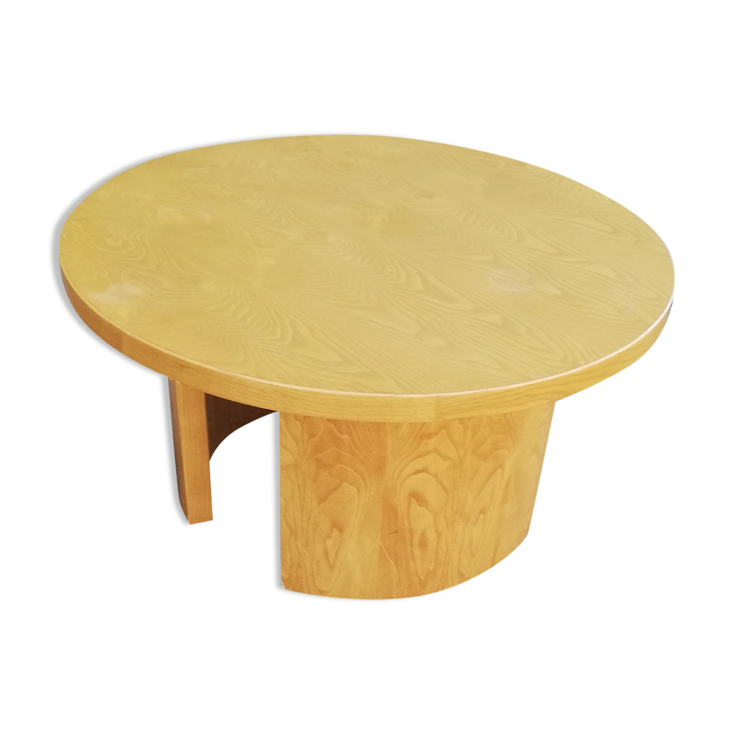 Vintage coffee table round light wood