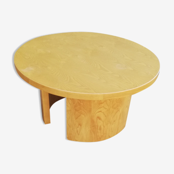 Table basse vintage ronde bois clair
