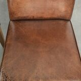 Vintage set of 4 dining chairs made of sheepskin leather with a high back