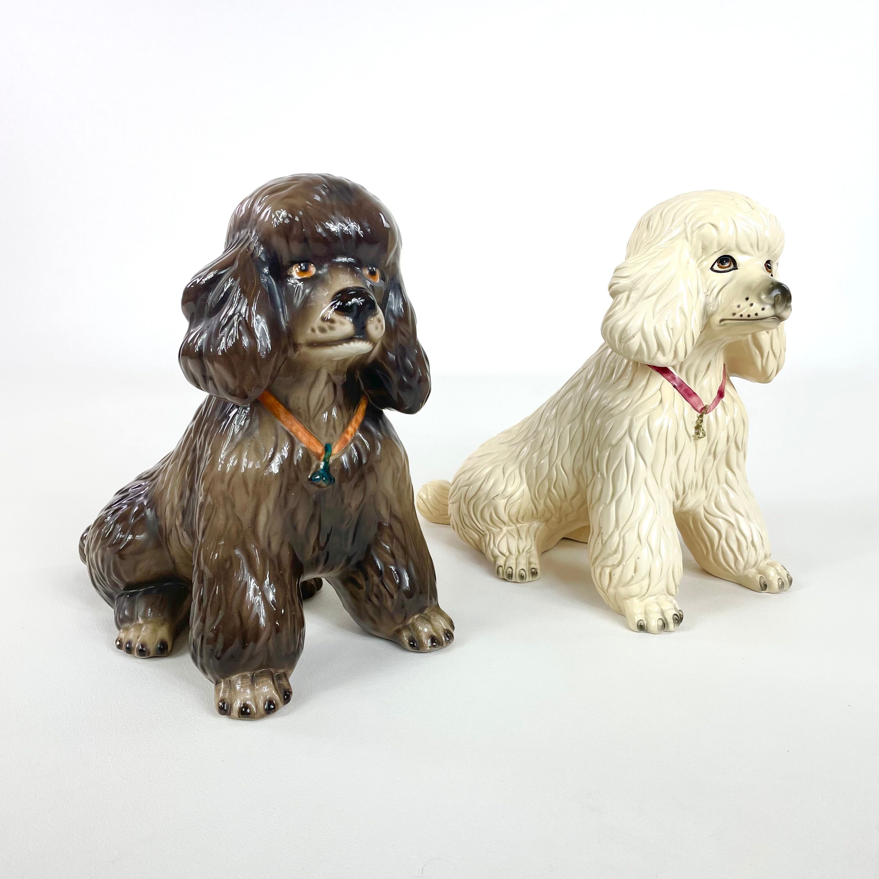 Pair of poodles, ceramics, Mid-century