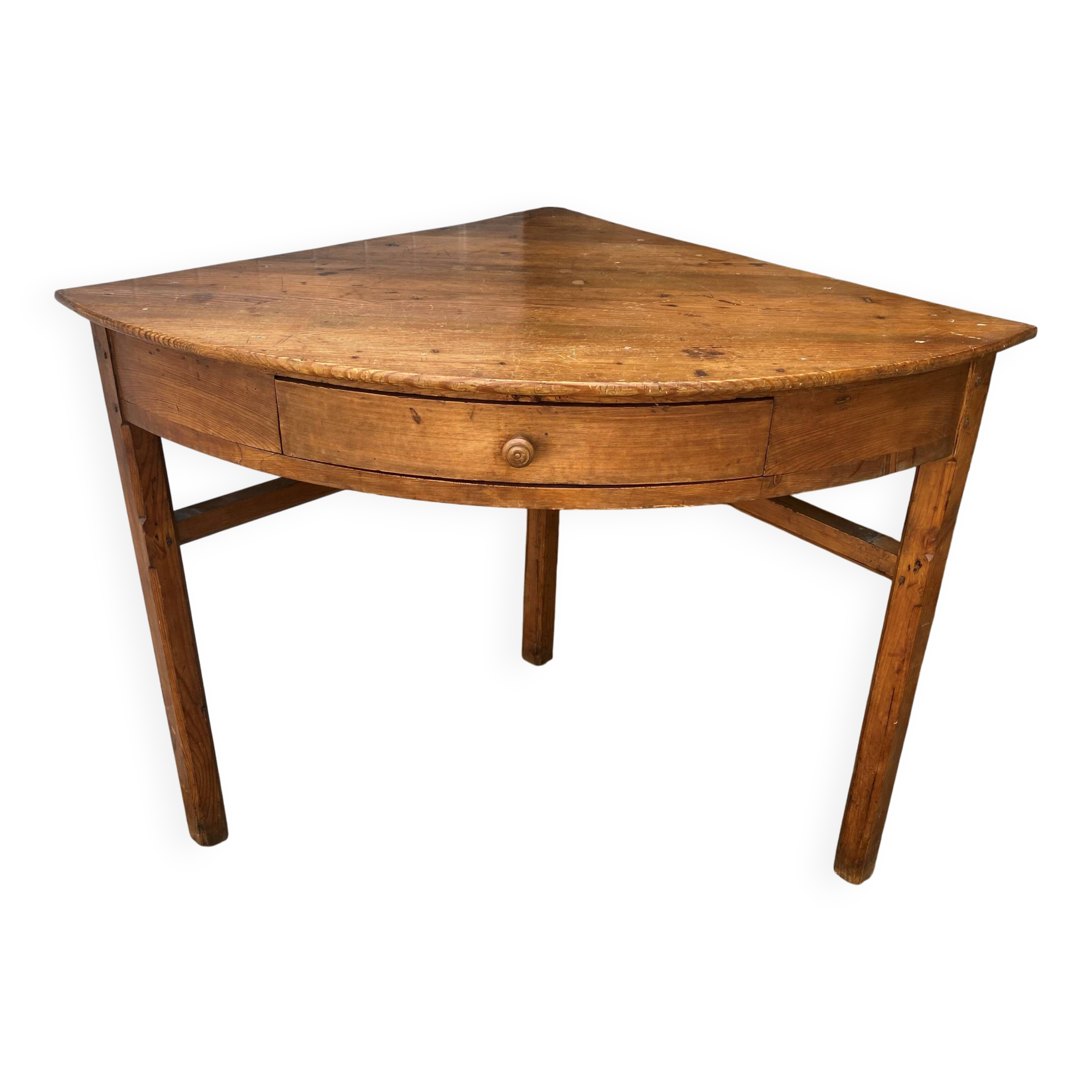 Solid wood corner desk table with 1 drawer