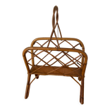 Vintage rattan magazine holder