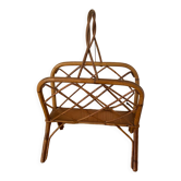 Vintage rattan magazine holder