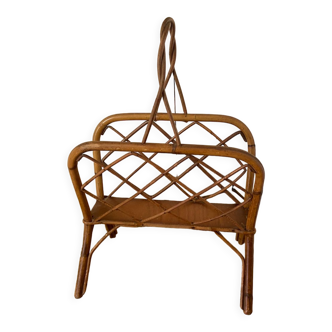 Vintage rattan magazine holder