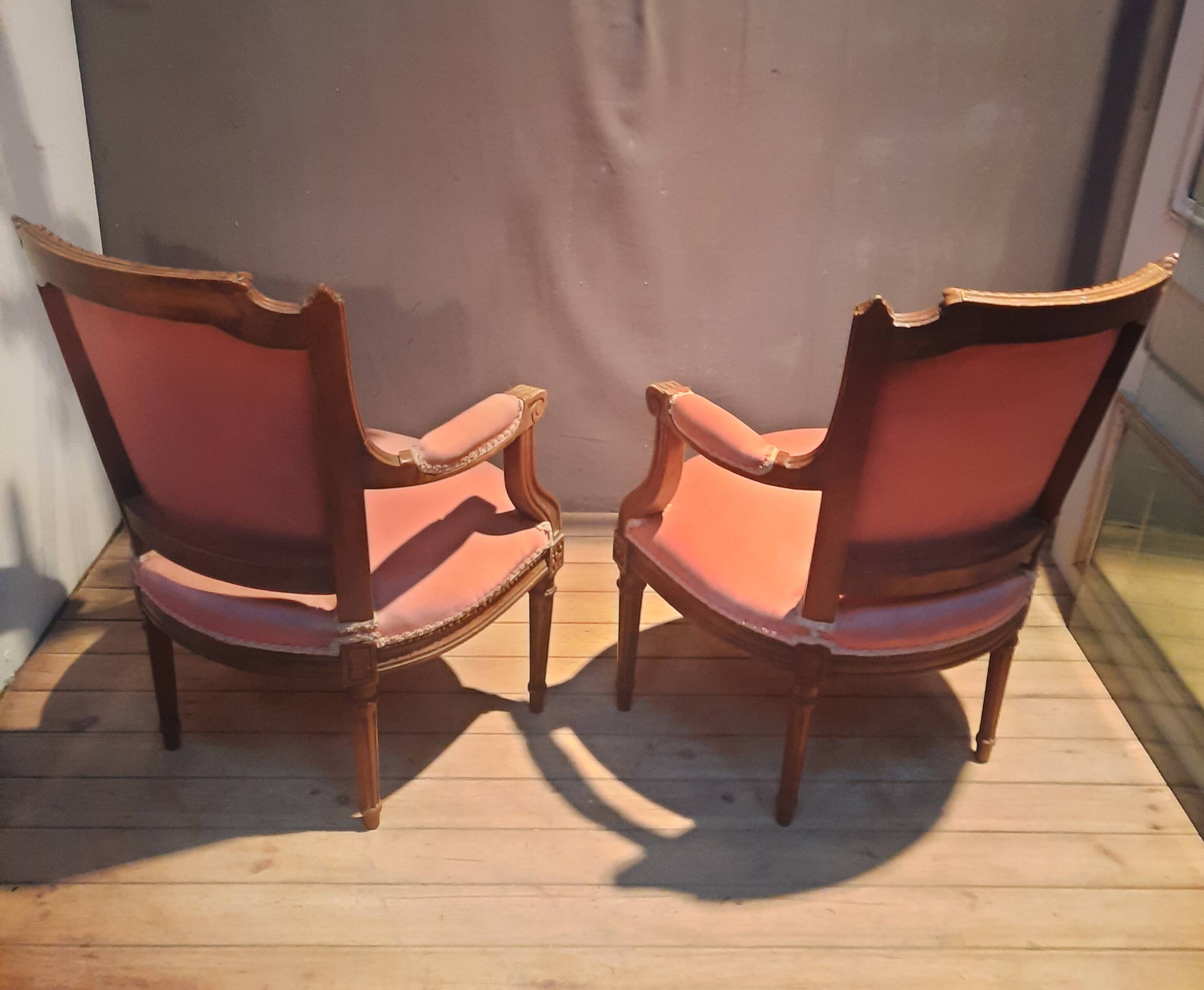 Pair of Louis XVI style armchairs