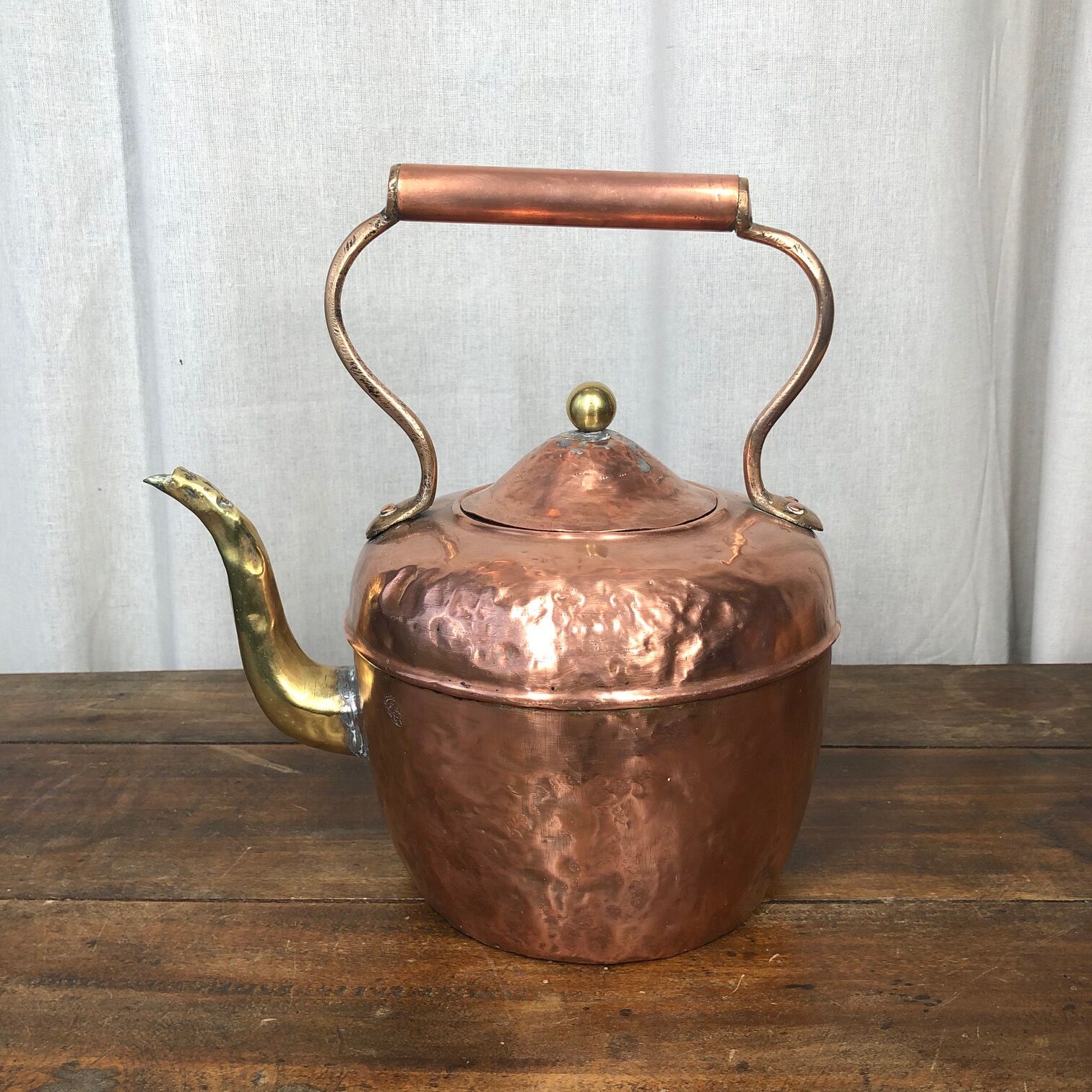 Old copper and brass teapot
