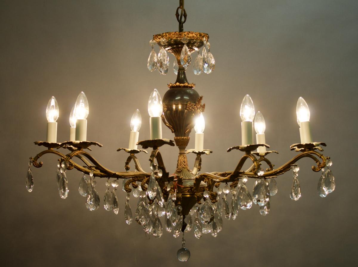 Lustre à pampilles à 10 bras de lumière