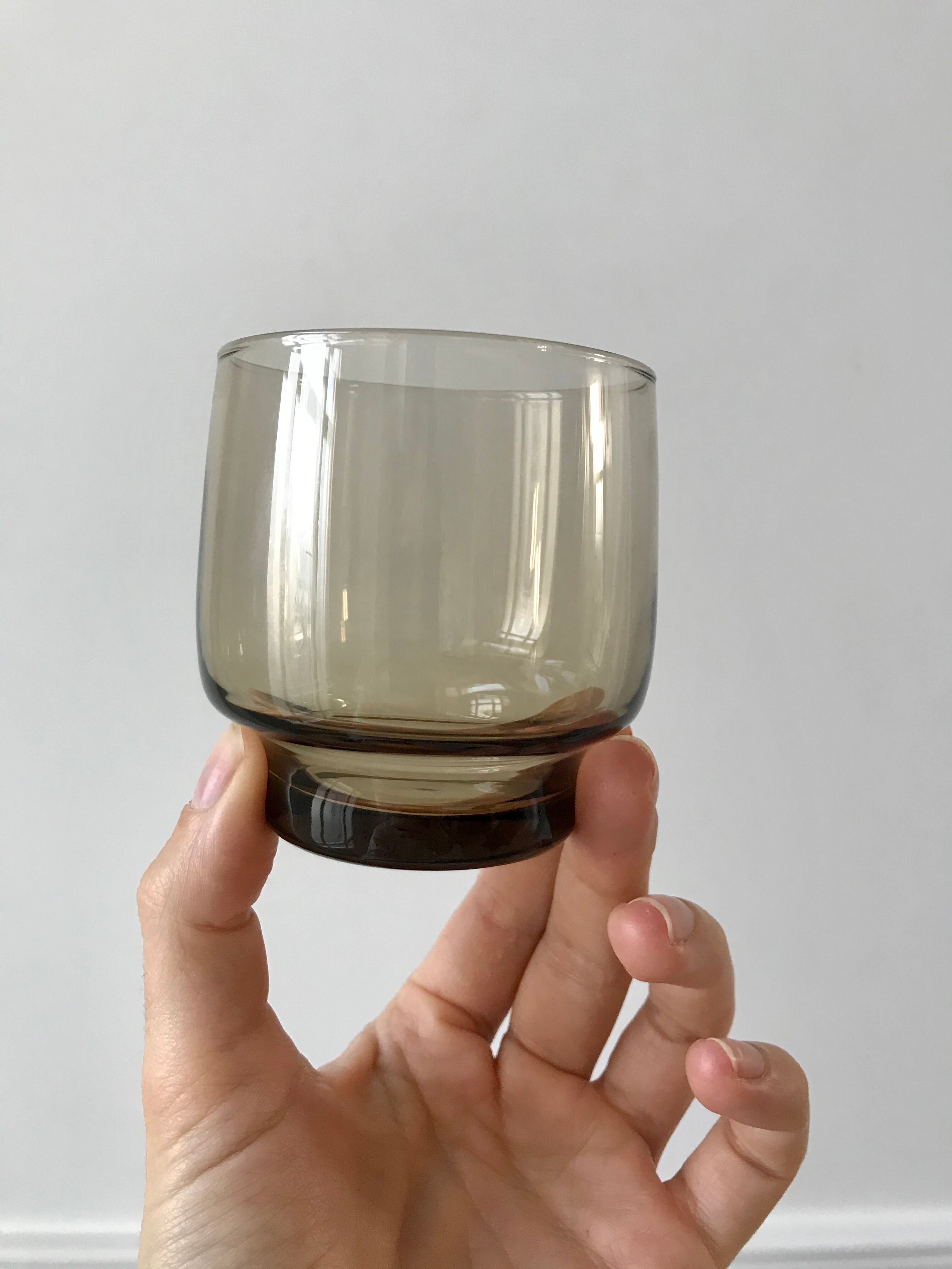 Set of 4 glasses in smoked glass 70s