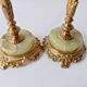 Pair of neoclassical candle holders in gilded bronze and green onyx, bust of