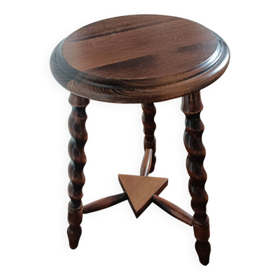 Tabouret tripode pieds tournés