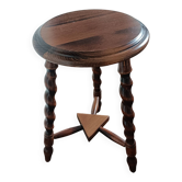 Tabouret tripode pieds tournés