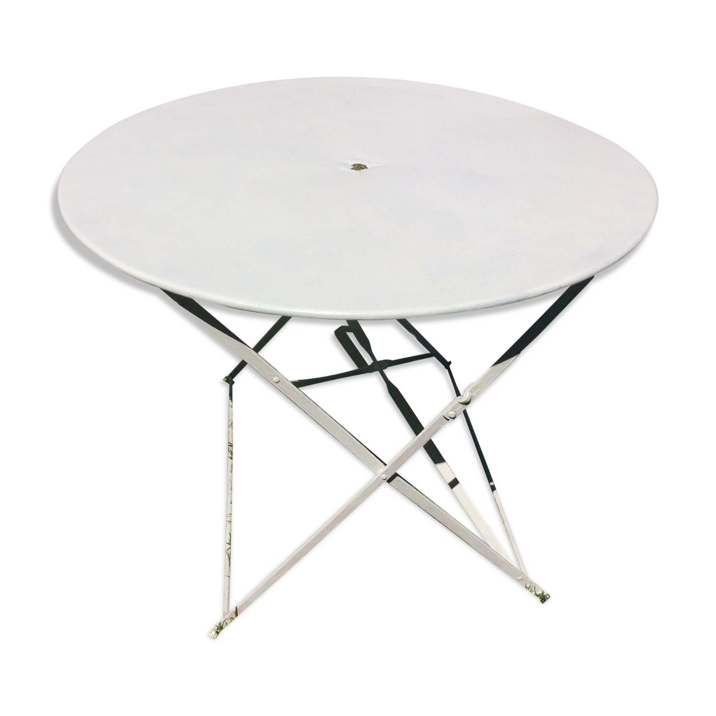 Folding twin-size 1950 vintage iron garden table