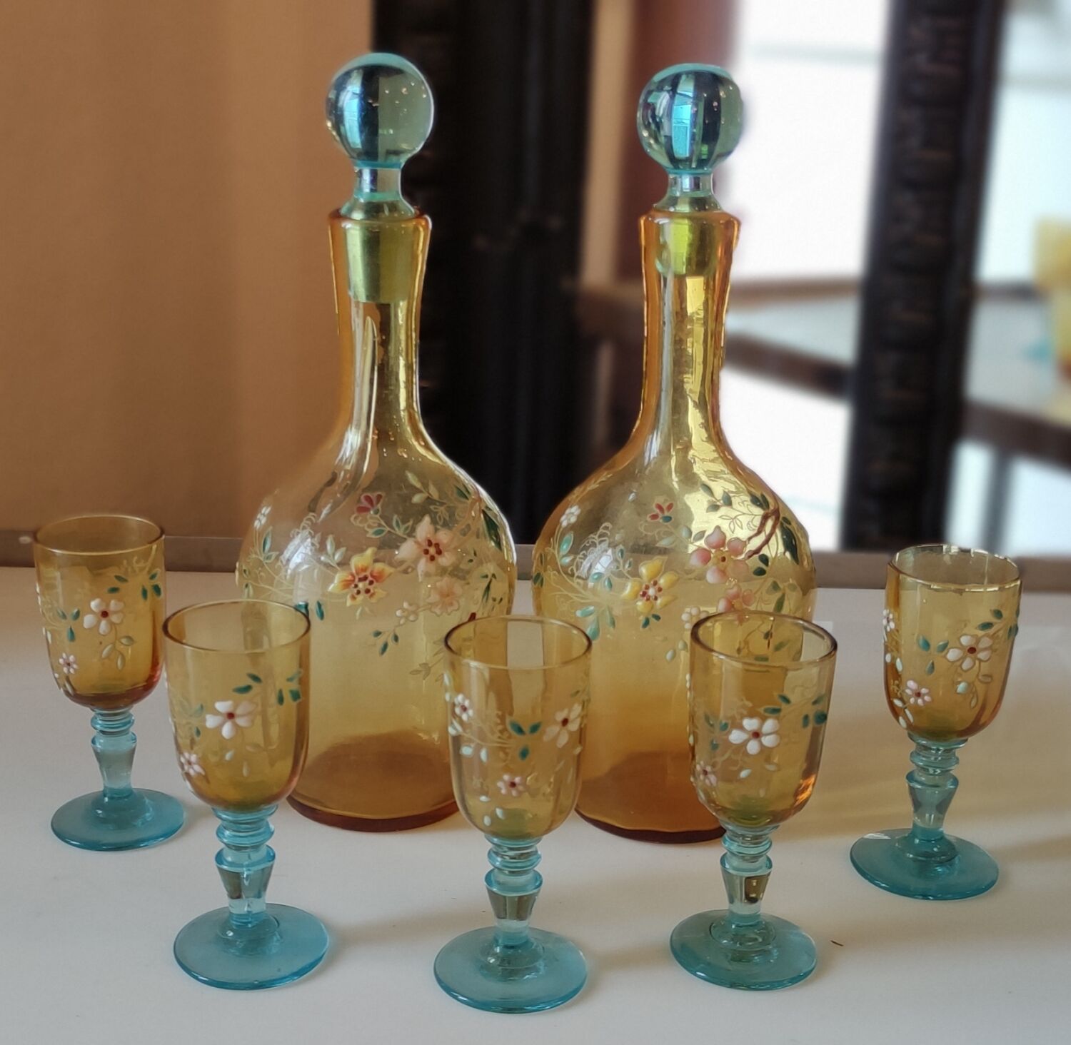 Old enamelled liquor service