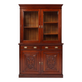 Art Nouveau Display Cabinet or Bookcase in oak with carvings and glass door