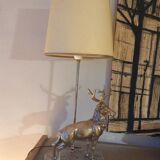 Vintage silvered bronze deer lamp