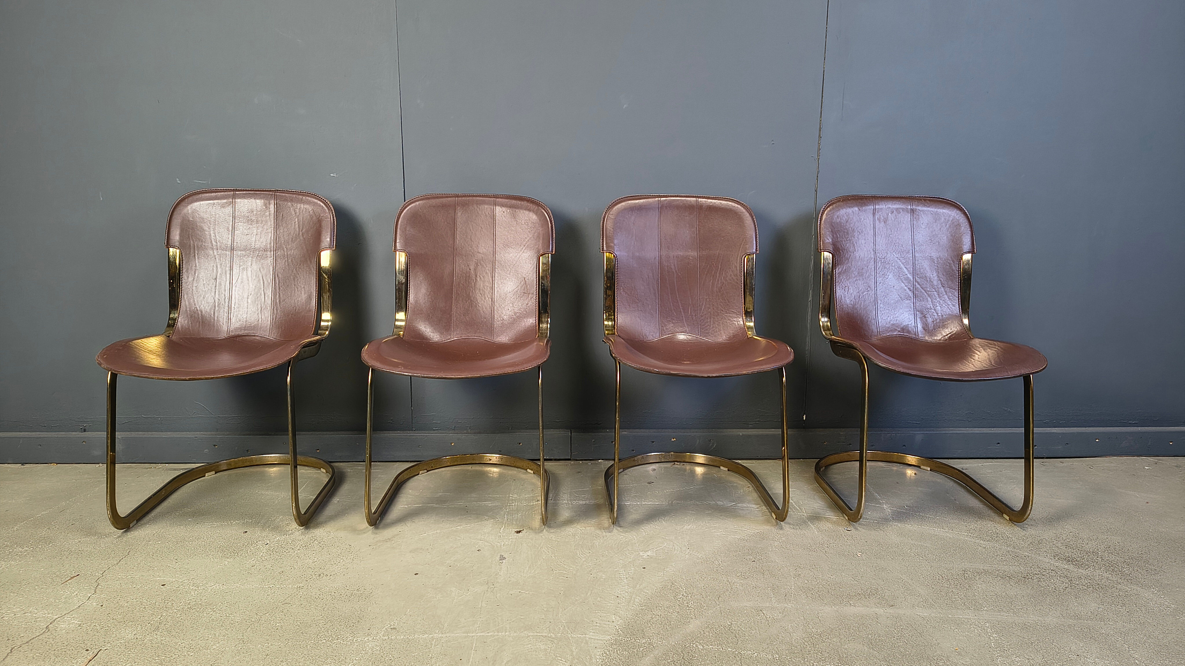 Vintage dining chairs by Willy Rizzo for Cidue - set of 4 - 1970s