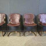 Vintage dining chairs by Willy Rizzo for Cidue - set of 4 - 1970s