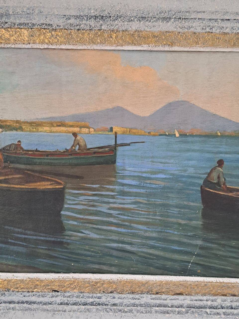 Ancient table oil on panel by Ermando Bellantonio