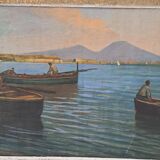 Ancient table oil on panel by Ermando Bellantonio