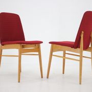 Ensemble de 6 chaises de salle à manger en frêne des années 1960, Tchécoslovaquie