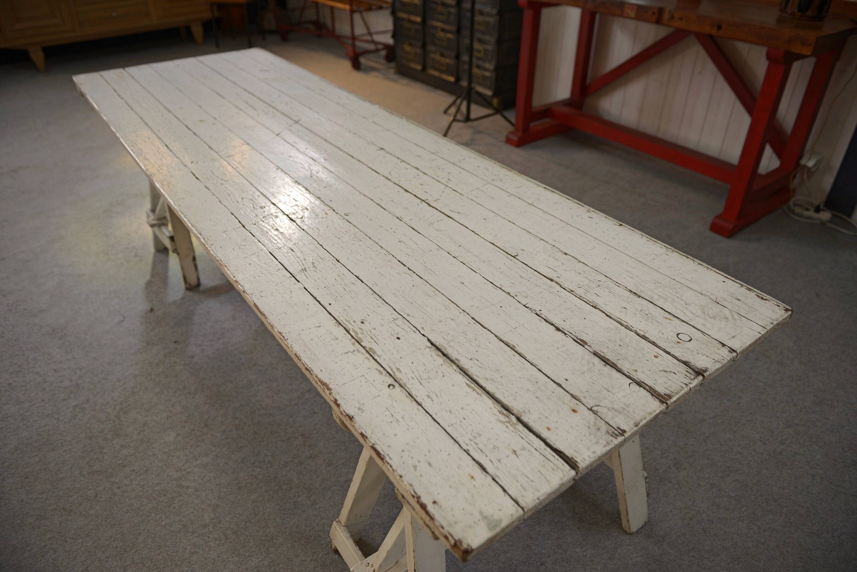 1950s white patina pine table