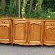 Light solid wood enfilade with Louis XV marquetry, 1950, 230cm.