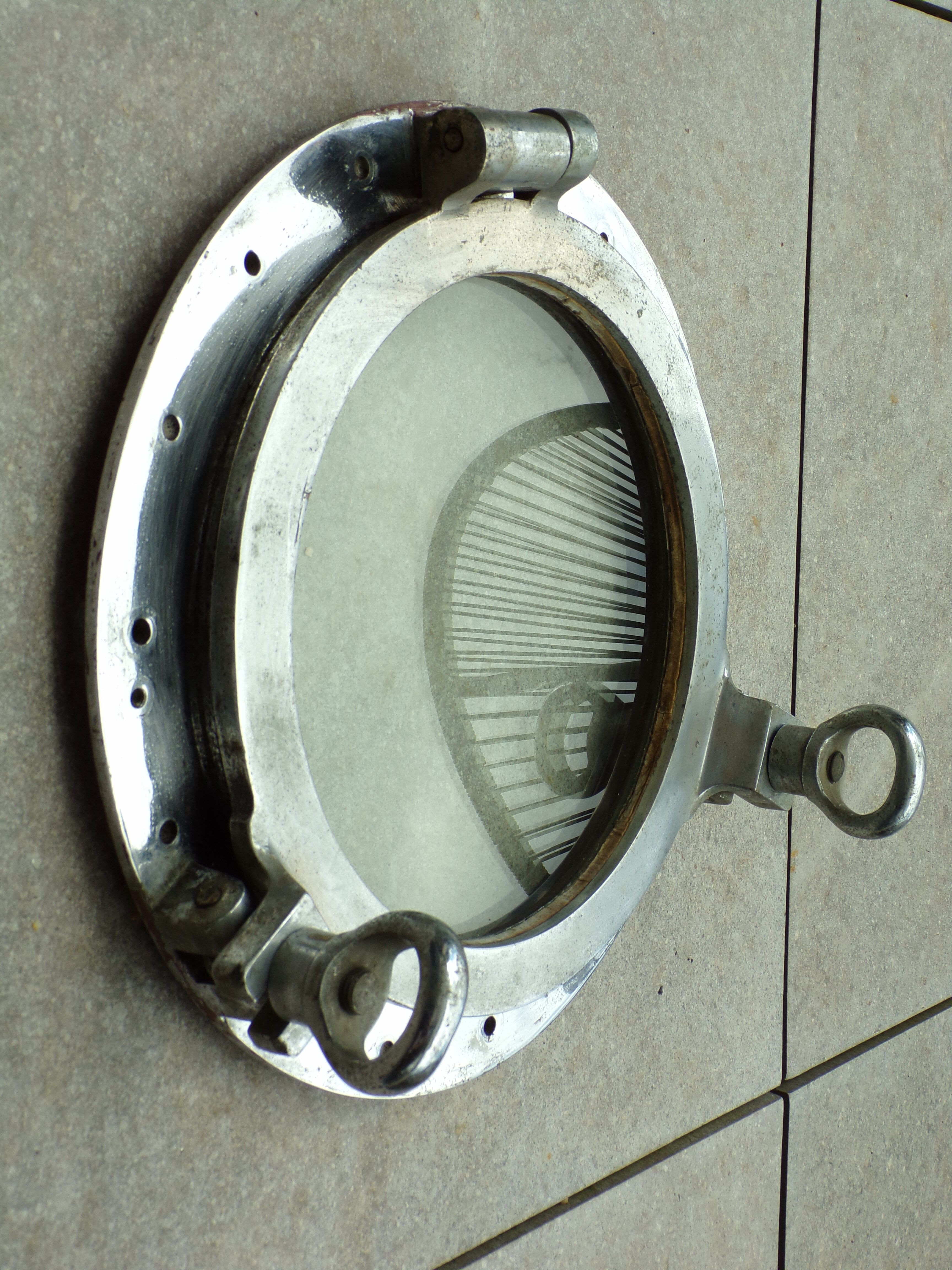 Old boat window in chrome bronze Ø40cm